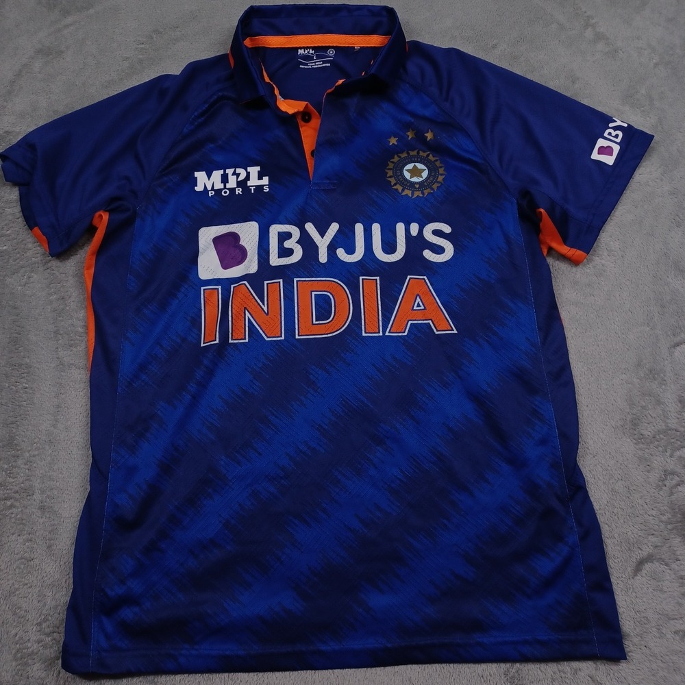 India National Cricket Team Mens Large Blue Polo‎ Short Sleeve